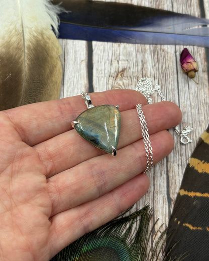 Sterling Silver Triangle Labradorite Pendant