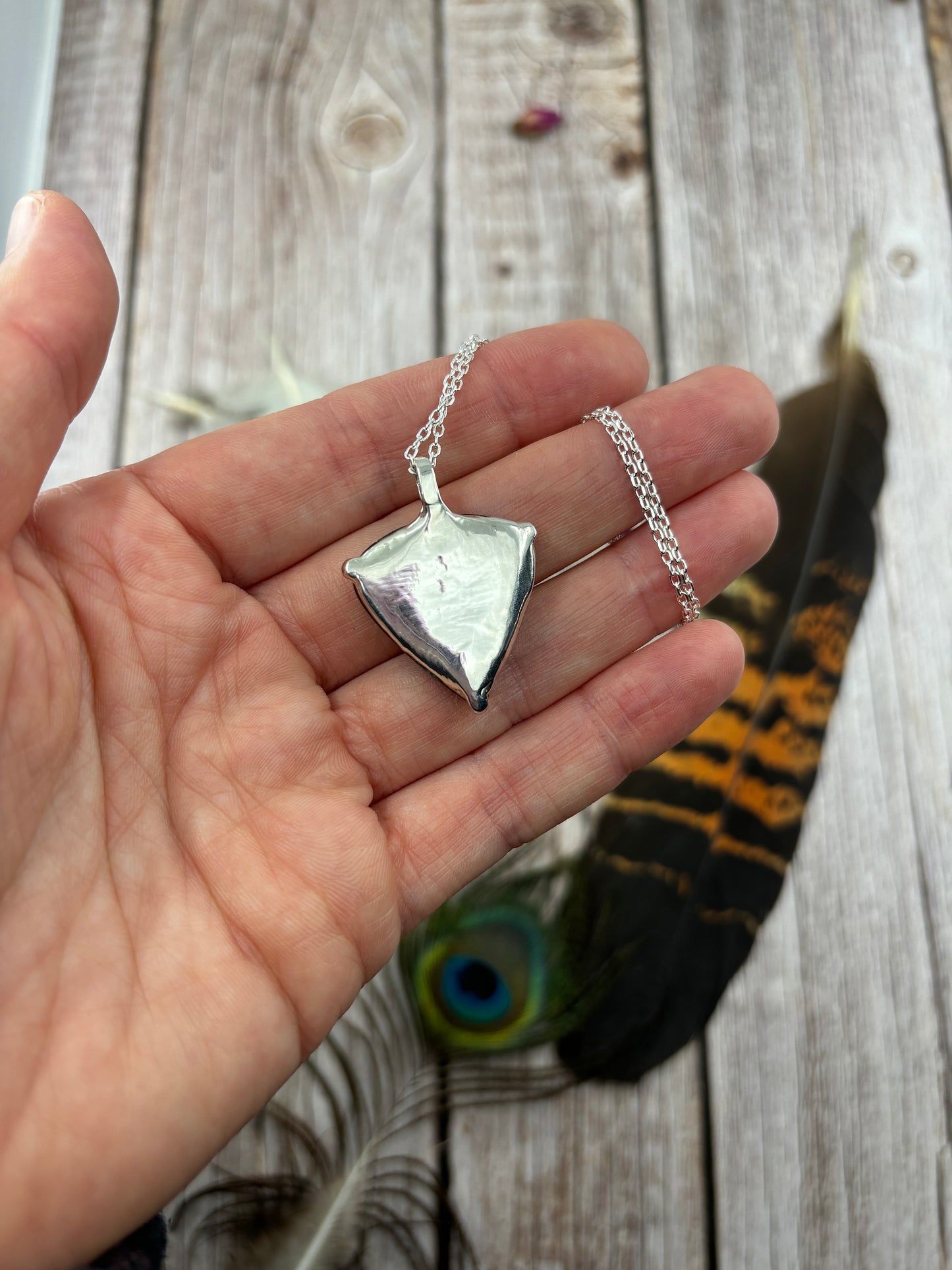 Sterling Silver Triangle Labradorite Pendant