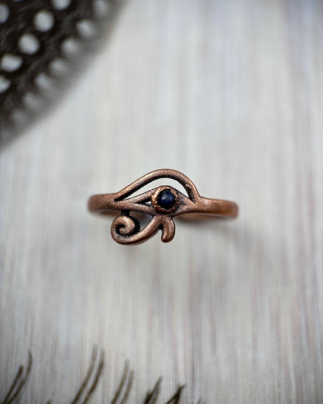 Eye Of Horus Copper Ring with Lapis Lazuli
