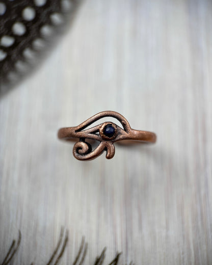 Eye Of Horus Copper Ring with Lapis Lazuli