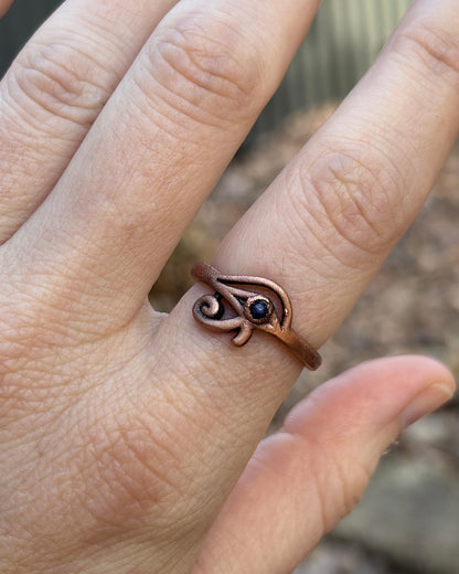 Eye Of Horus Copper Ring with Lapis Lazuli