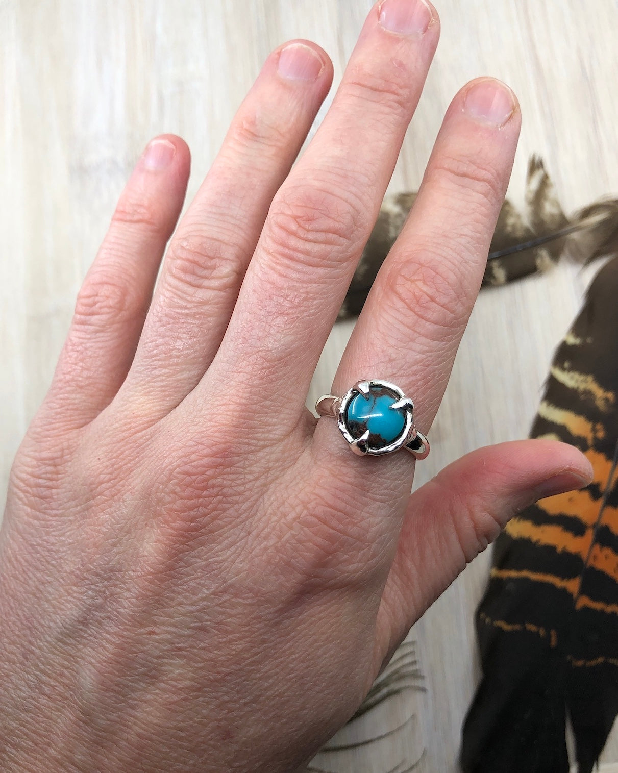 Sterling Silver Egyptian Turquoise Ring - 9 US