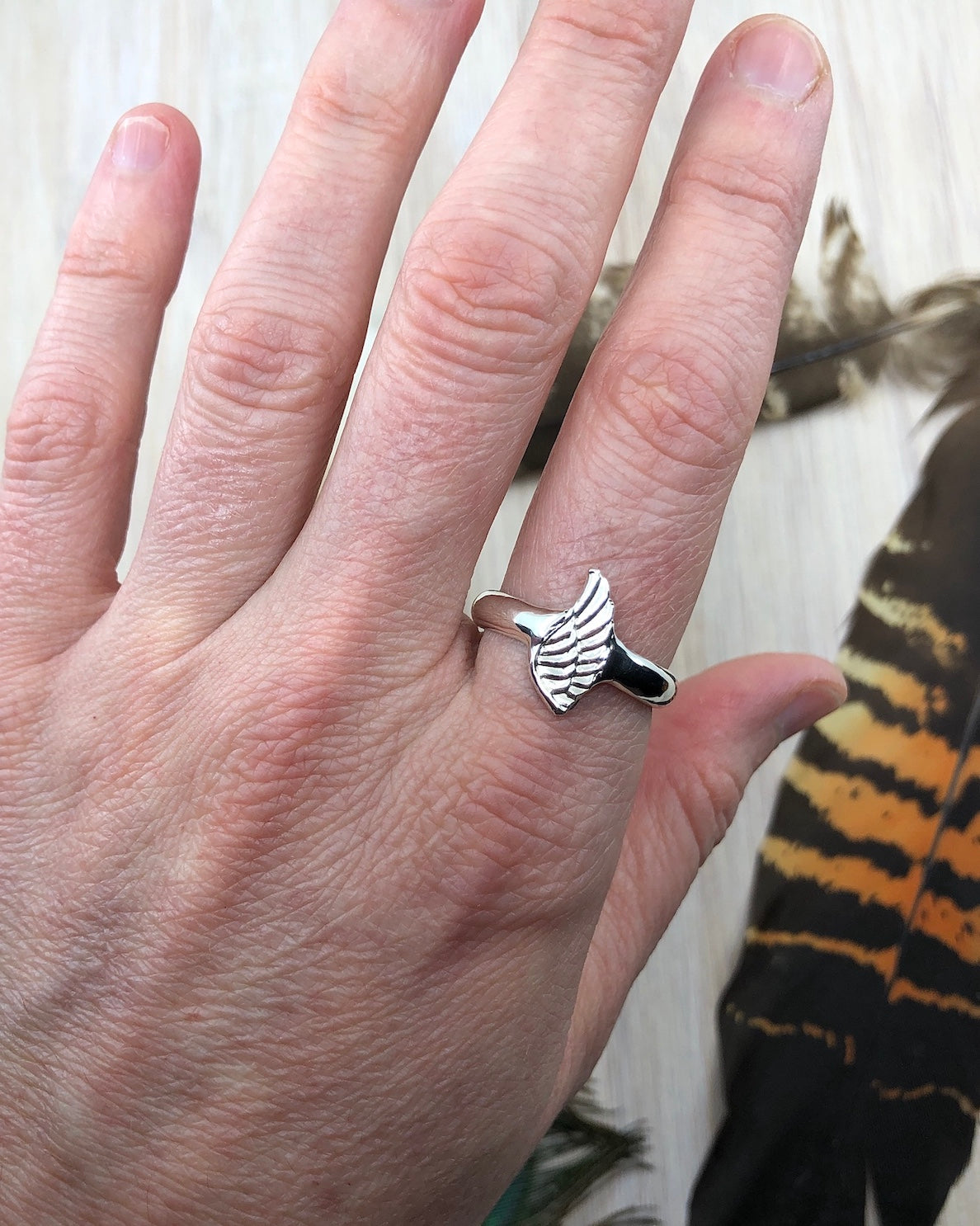 Sterling Silver Angel Wing Ring - 10 US