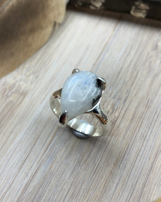 Sterling Silver Rainbow Moonstone Ring - 8.75 US