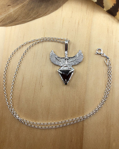 Sterling Silver Egyptian Goddess Garnet Pendant