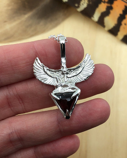 Sterling Silver Egyptian Goddess Garnet Pendant