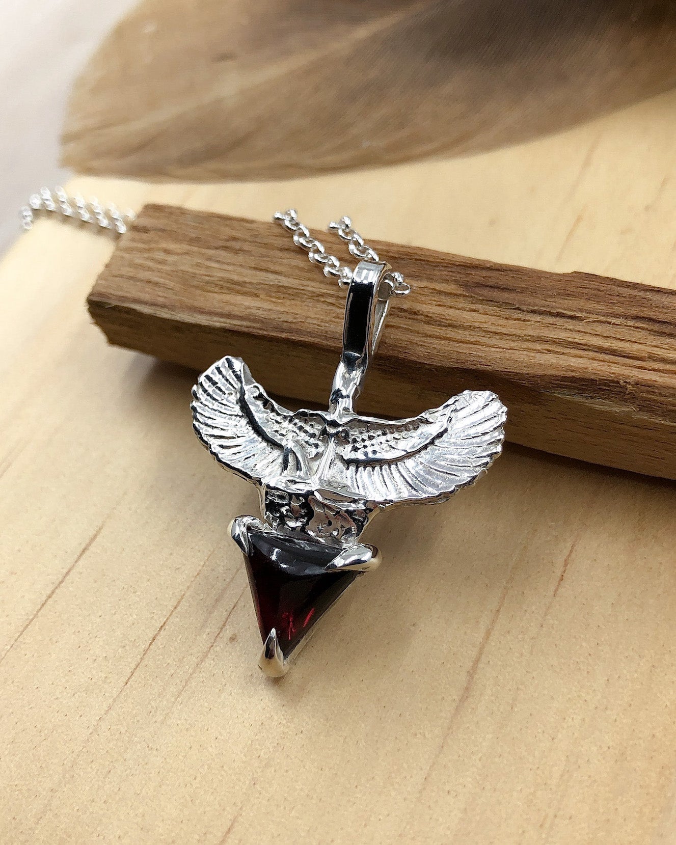 Sterling Silver Egyptian Goddess Garnet Necklace