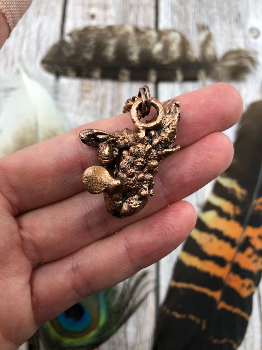 REAL Bee Pendant with Lavender & Labradorite - electroformed