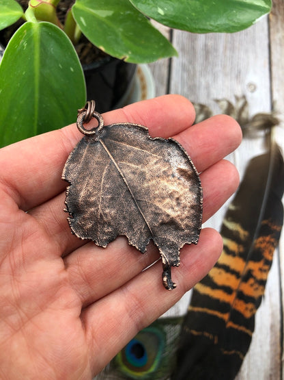 Real Tattered Leaf Pendant - Electroformed Nature Jewellery