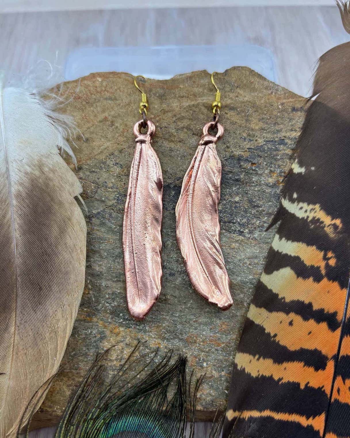 Real Feather Earrings - Copper (2)