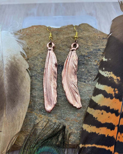 Real Feather Earrings - Copper (2)