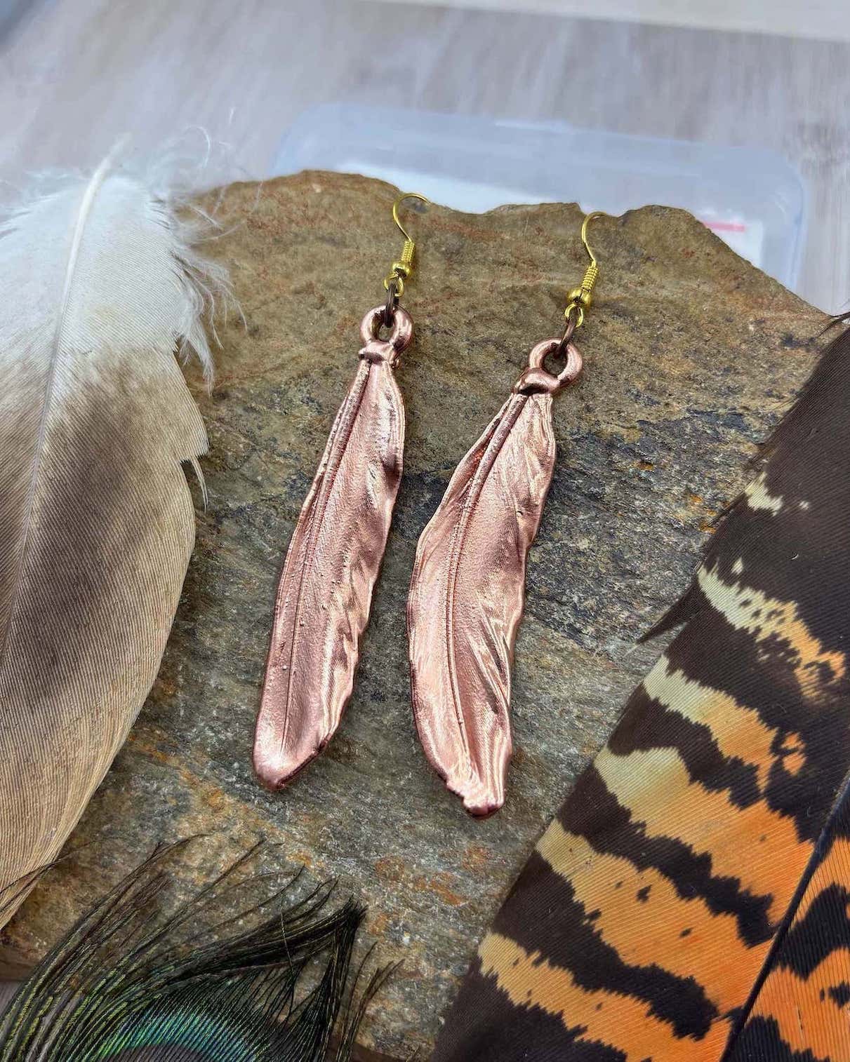 Real Feather Earrings - Copper (2)
