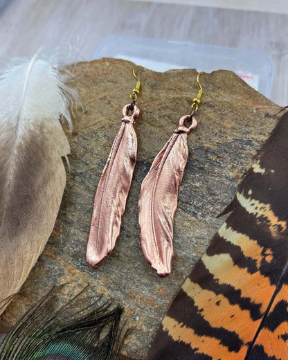 Real Feather Earrings - Copper (2)