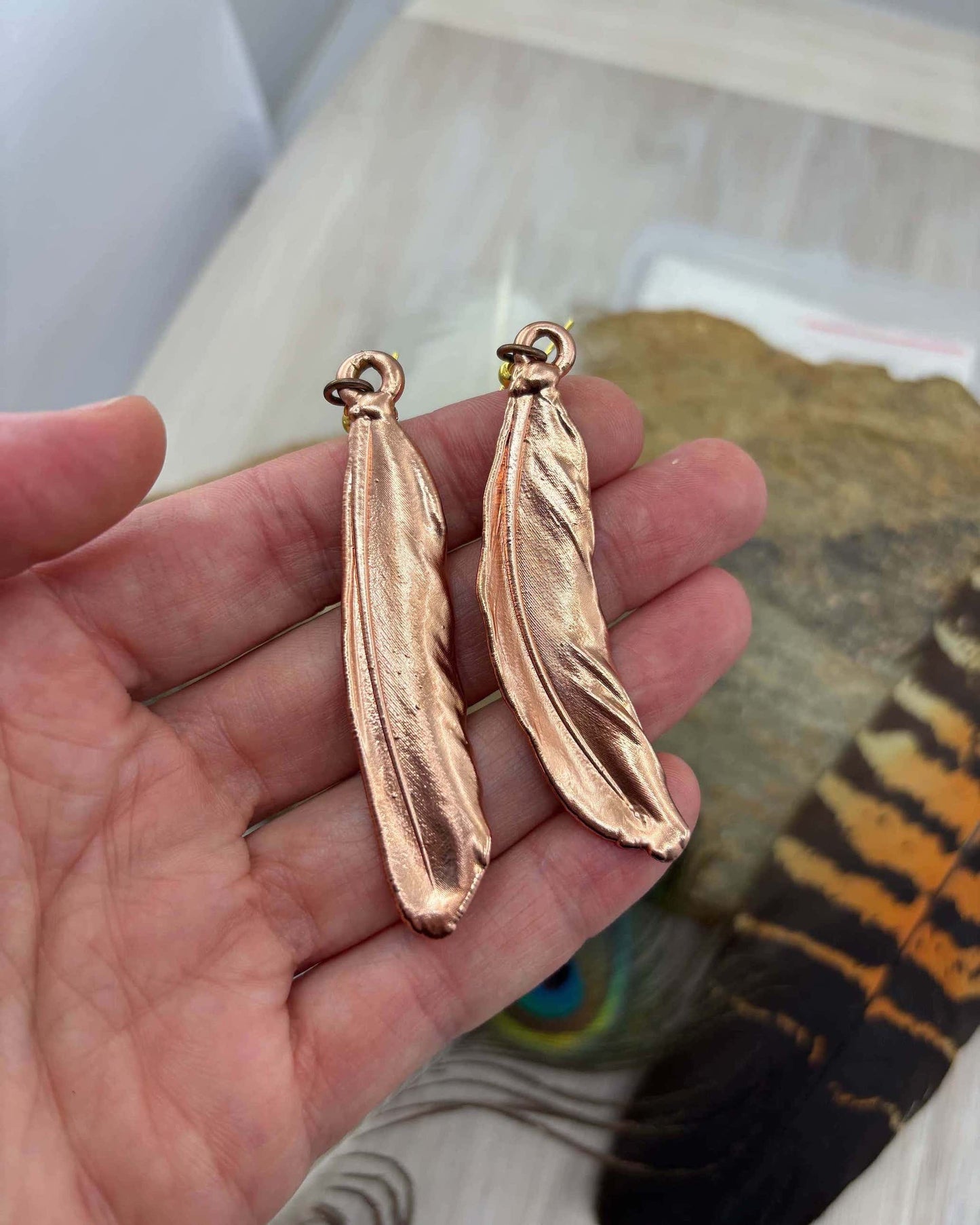 Real Feather Earrings - Copper (2)