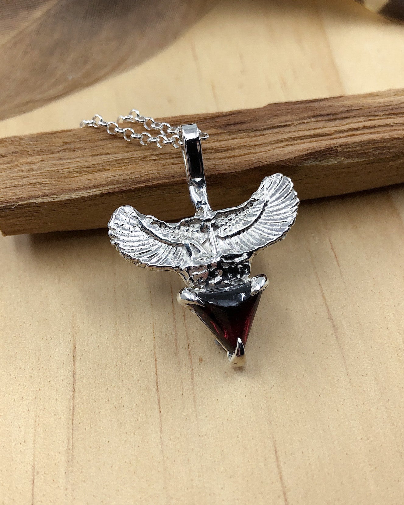 Sterling silver Egyptian goddess garnet necklace