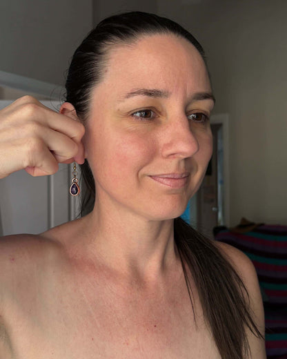 Amethyst Drop Earrings - Copper