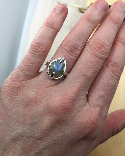 blue labradorite sterling silver ring