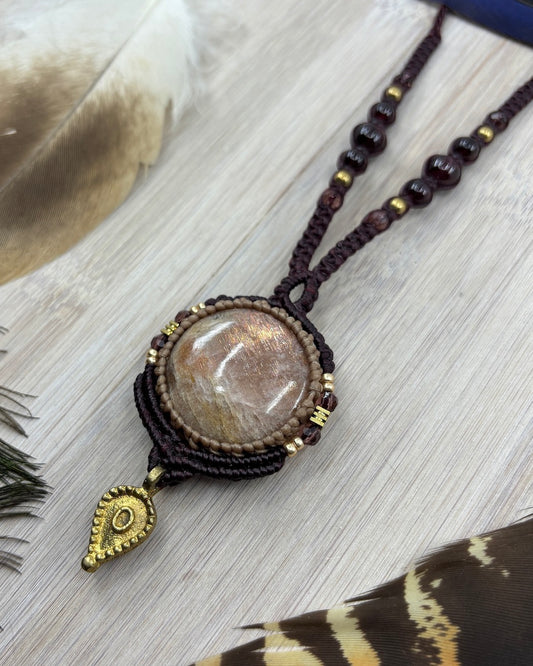 Sunstone Macrame Necklace