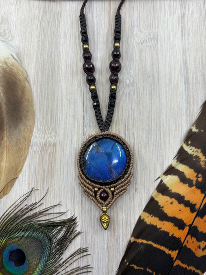 Blue Labradorite Macrame Necklace