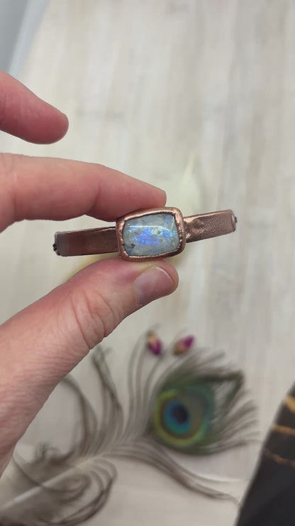 Rainbow Moonstone Copper Bracelet