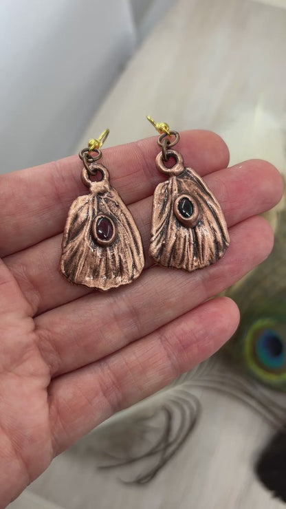 Garnet Real Butterfly Wing Earrings - Copper