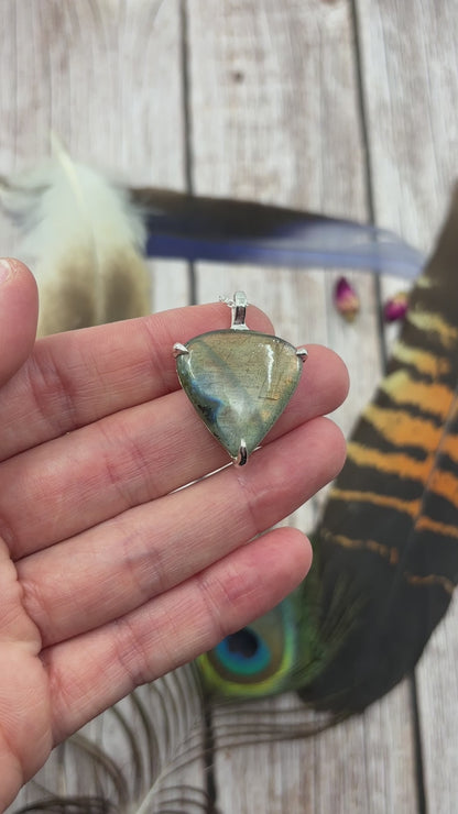 Sterling Silver Triangle Labradorite Pendant