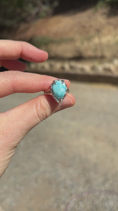 Sterling Silver Larimar Molten Ring - Made To Order