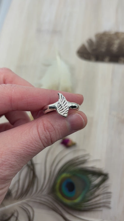 Sterling Silver Angel Wing Ring - 10 US