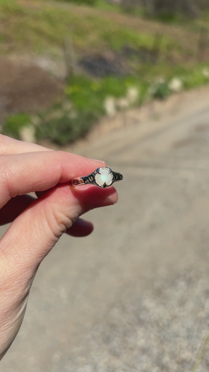 Sterling Silver Rainbow Moonstone Molten Ring - 7.25 US