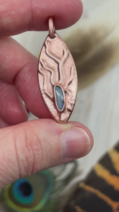 Boulder Opal Textured Pendant - Copper Electroformed
