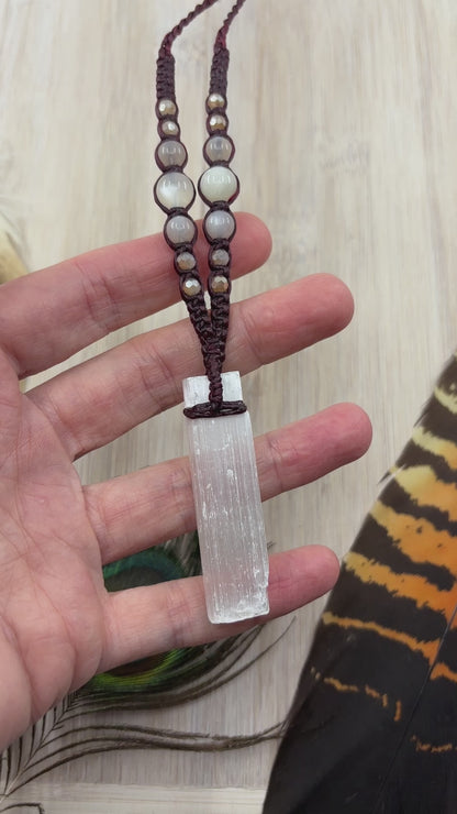 Selenite Macrame Necklace - 2