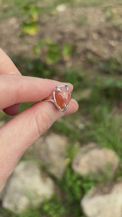 Sterling Silver Sunstone Ring - 7 US