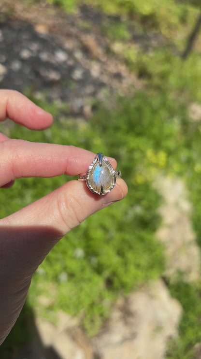 Sterling Silver Labradorite Molten Ring - Made To Order