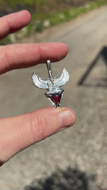 Sterling Silver Egyptian Goddess Garnet Pendant