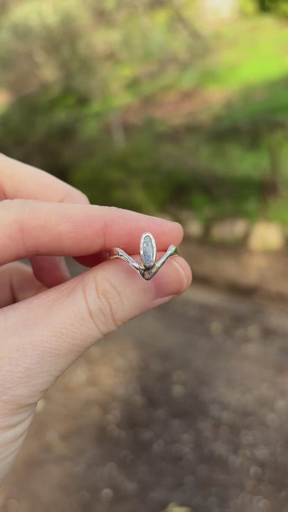 Boulder Opal Sterling Silver Chevron Ring - size 7 US