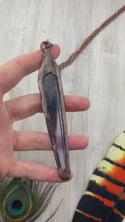 Blue Rosella Feather Copper Necklace