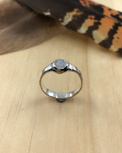 rainbow moonstone sterling silver molten ring