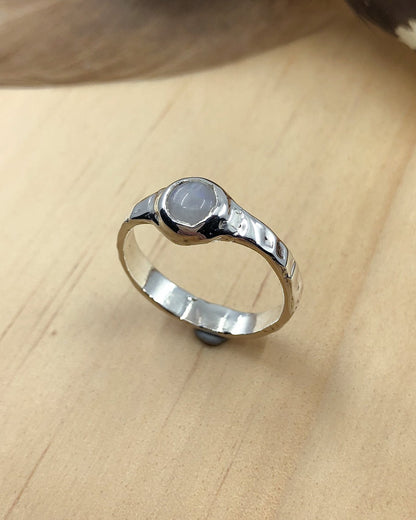 rainbow moonstone sterling silver molten ring