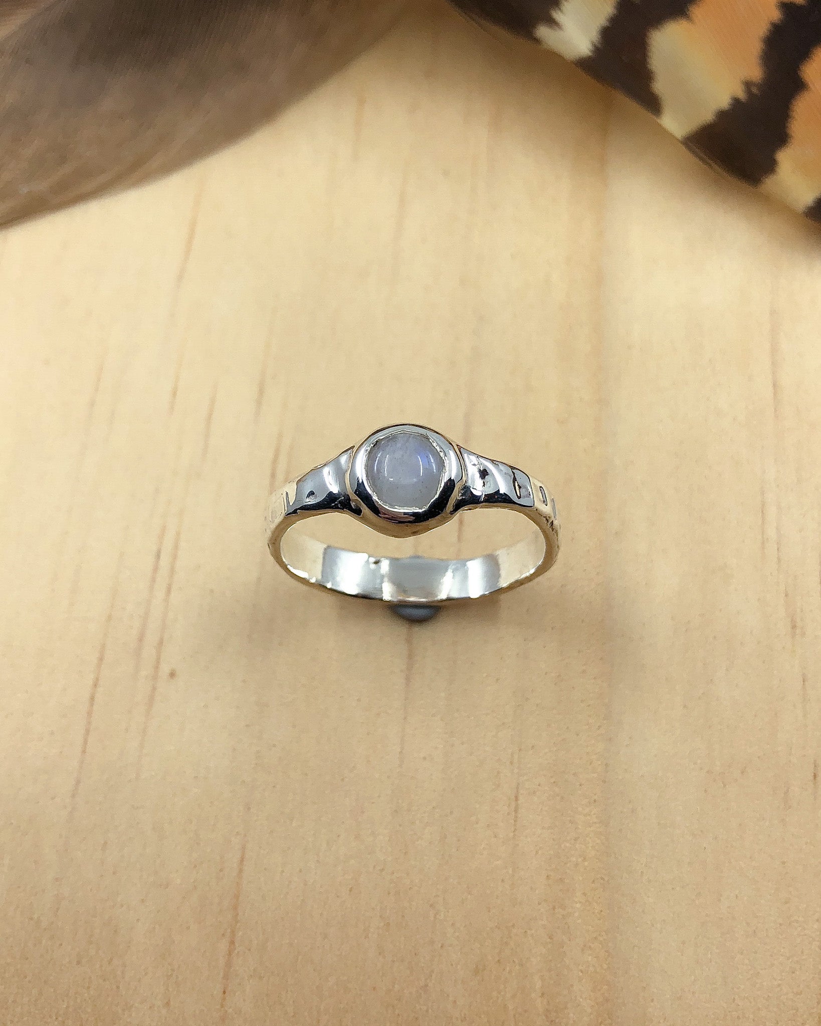 rainbow moonstone sterling silver molten ring