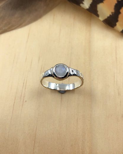 rainbow moonstone sterling silver molten ring