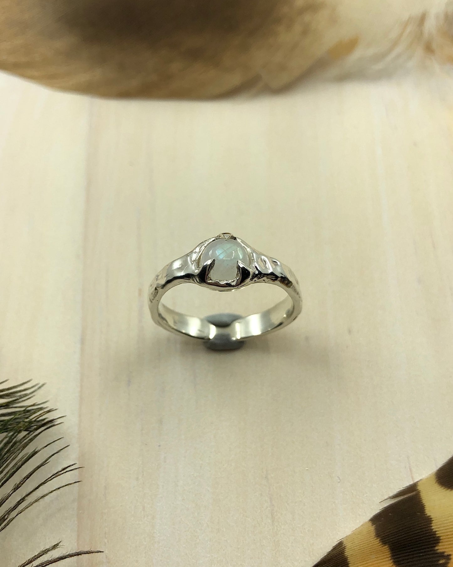 rainbow moonstone sterling silver ring