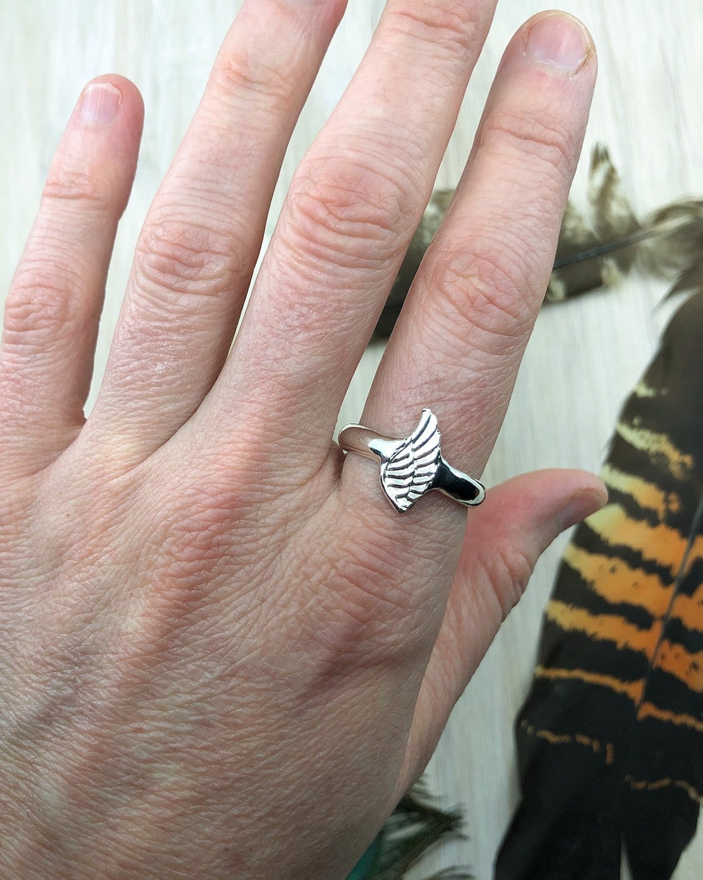 Sterling Silver Angel Wing Ring - Made To Order