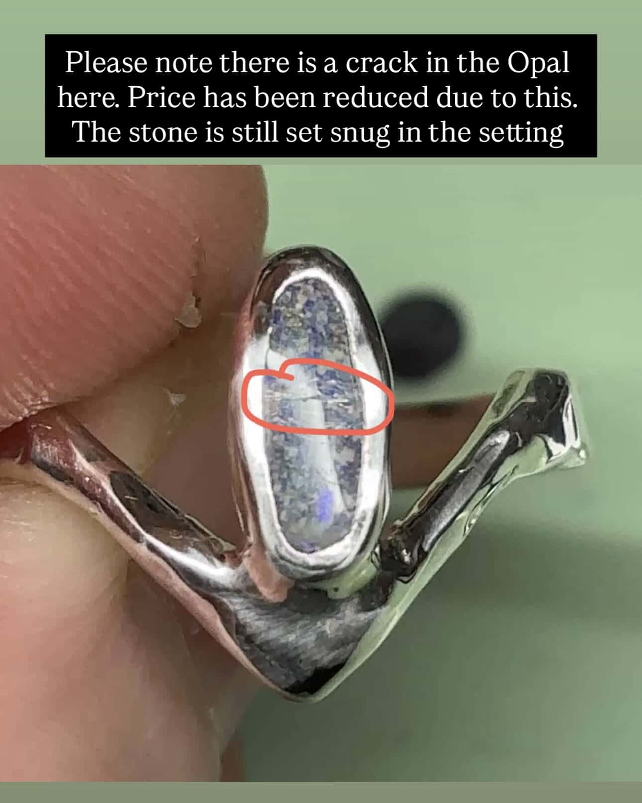 Boulder Opal Sterling Silver Chevron Ring - size 7 US