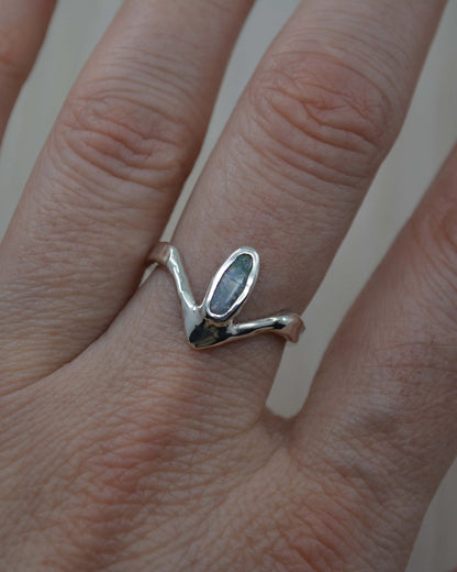 Boulder Opal Sterling Silver Chevron Ring - size 7 US