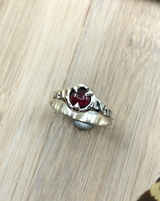 sterling silver garnet molten ring