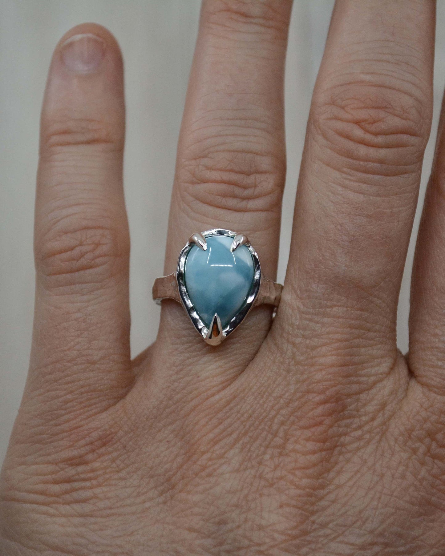 Sterling Silver Larimar Molten Ring - Made To Order