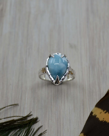 Sterling Silver Larimar Molten Ring - Made To Order