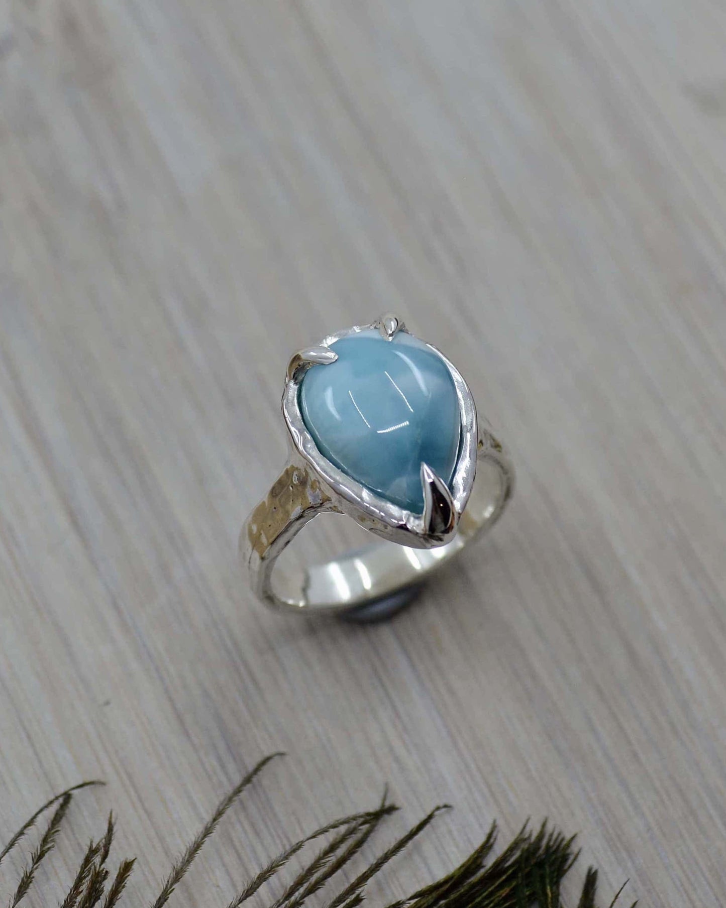 Sterling Silver Larimar Molten Ring - Made To Order