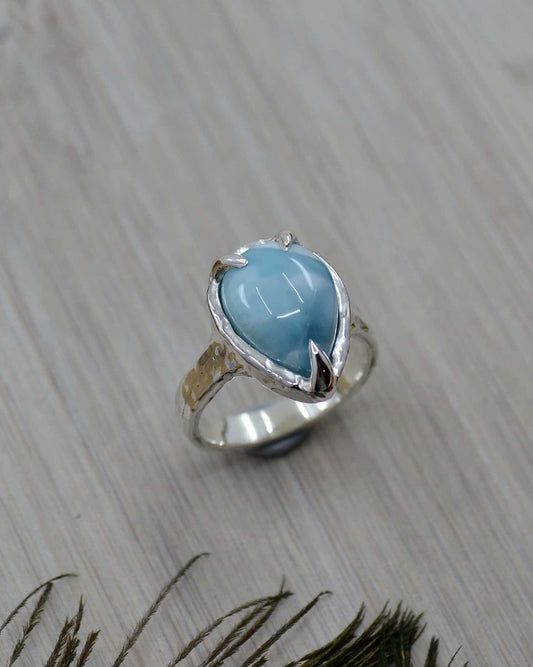 Sterling Silver Larimar Molten Ring - 7 US