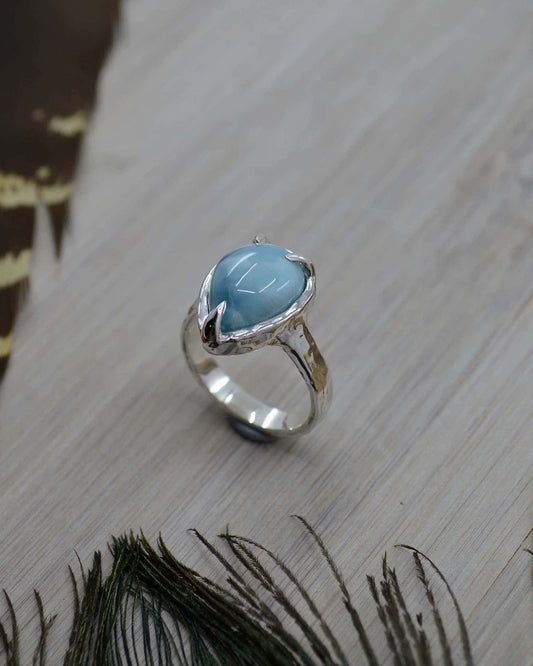 Sterling Silver Larimar Molten Ring - Made To Order